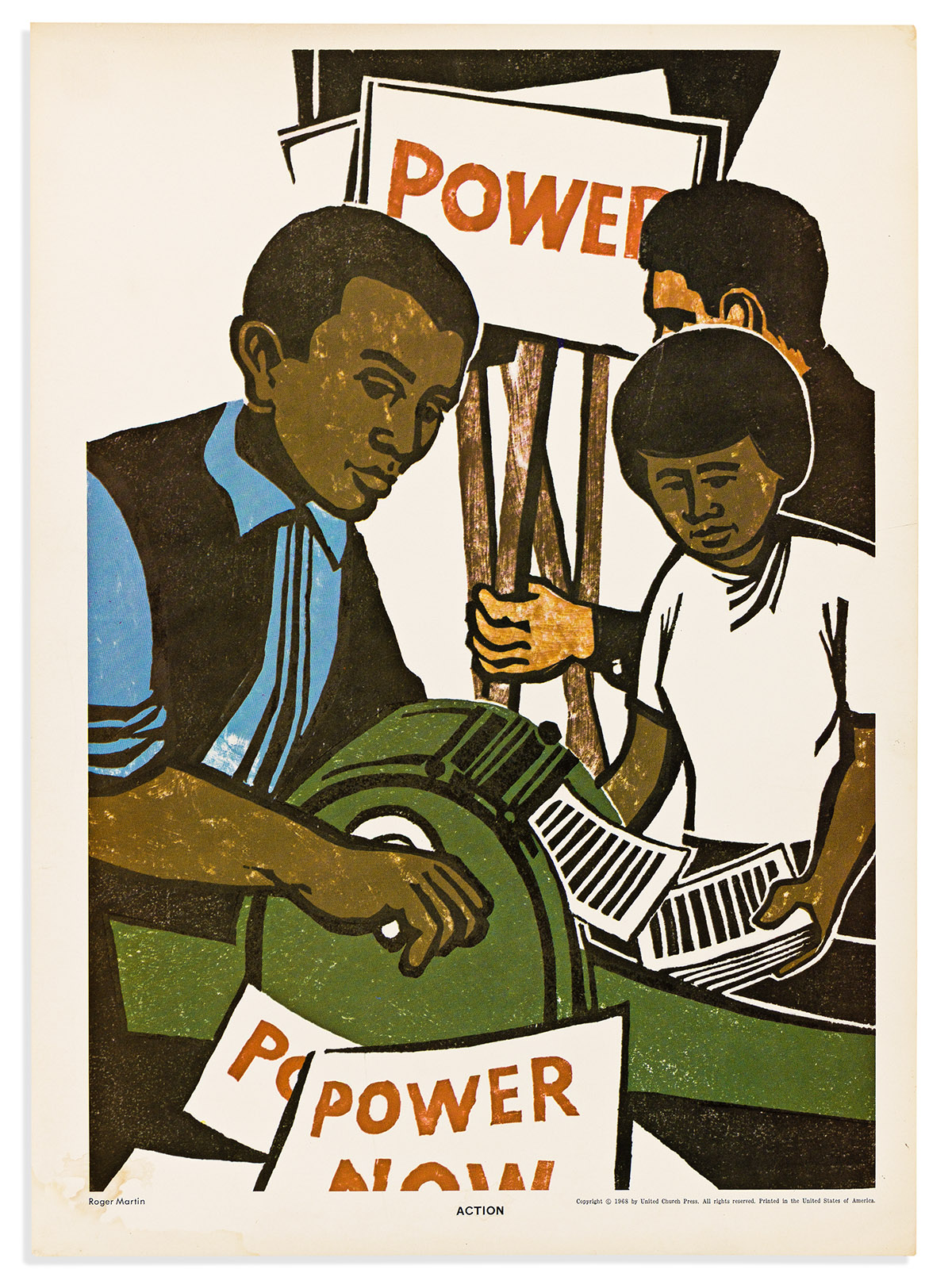 (BLACK POWER.) Roger Martin. Poster titled "Action."